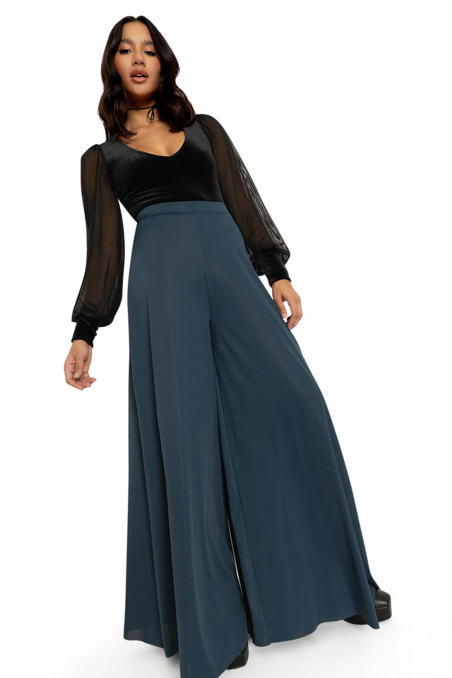 Sleek Teal Palazzo Pants Wide