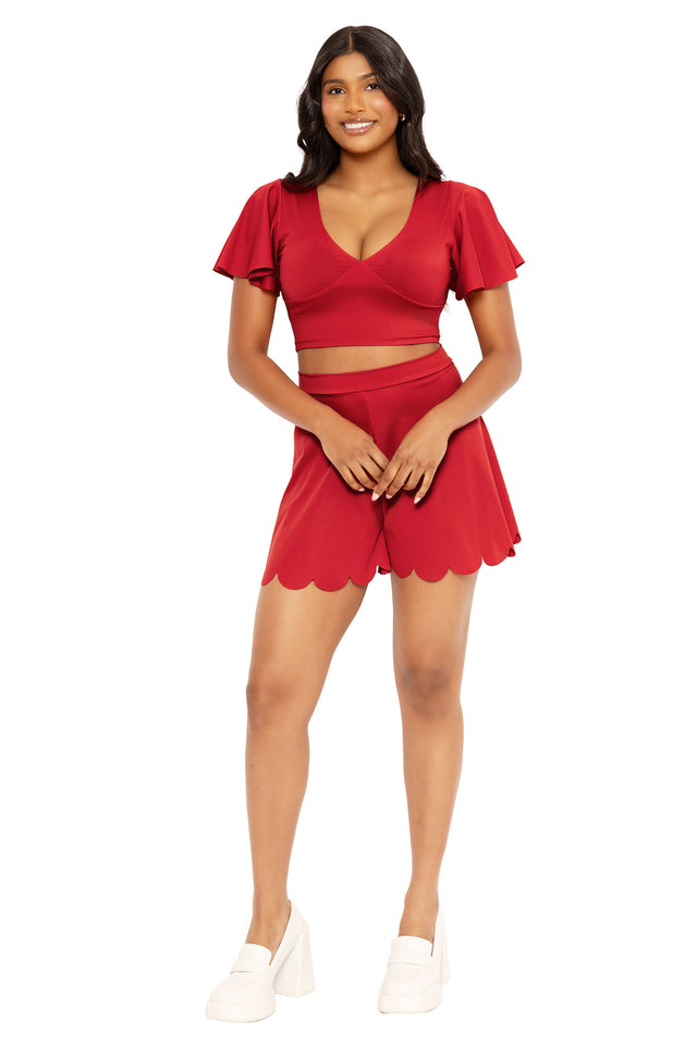 Sleek Red Pepper Shorties