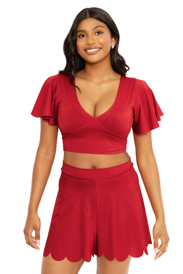Sleek Red Pepper Shorties