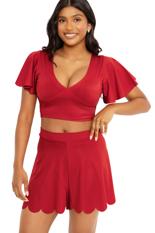 Sleek Red Pepper Shorties
