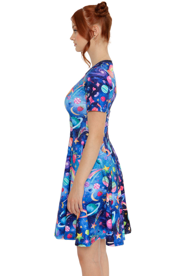 BlackMilk | Space Candy Longline Evil Tee Dress | Blue | XXS BlackMilk | Space Candy Longline Evil Tee Dress | Blue | XXS