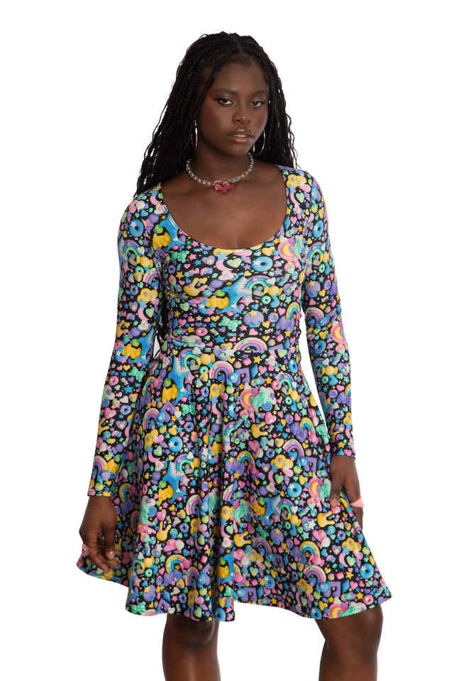 Space Gummies Toastie Long Sleeve Longline Dress