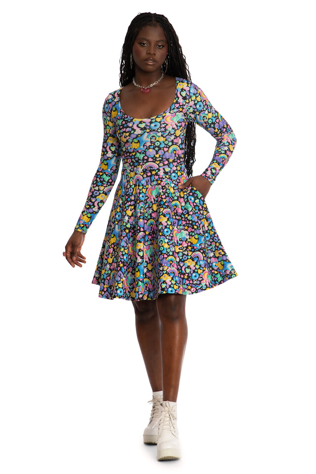 Space Gummies Toastie Long Sleeve Longline Dress