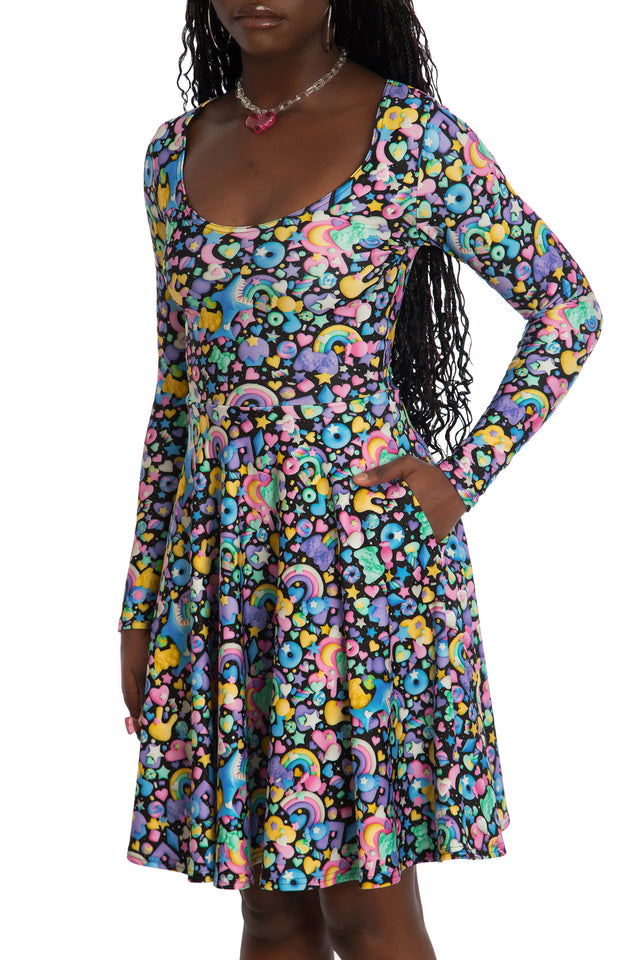 Space Gummies Toastie Long Sleeve Longline Dress