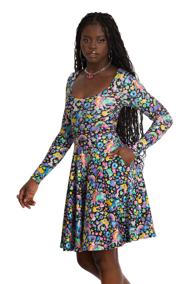 Space Gummies Toastie Long Sleeve Longline Dress