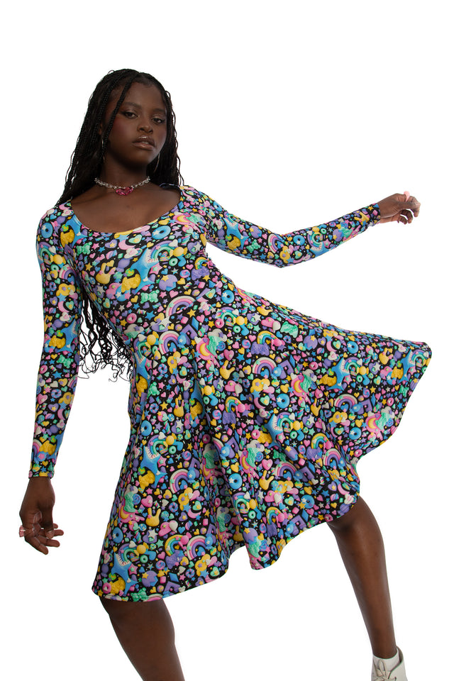 Space Gummies Toastie Long Sleeve Longline Dress