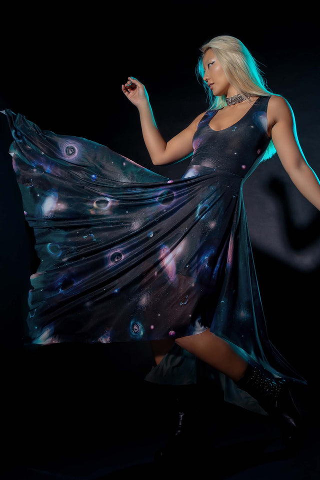 Space Portals V Neck Handkerchief Dress Campaign 