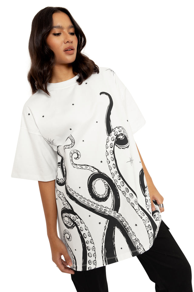 Space Tentacles Mono Giant Tee Wide