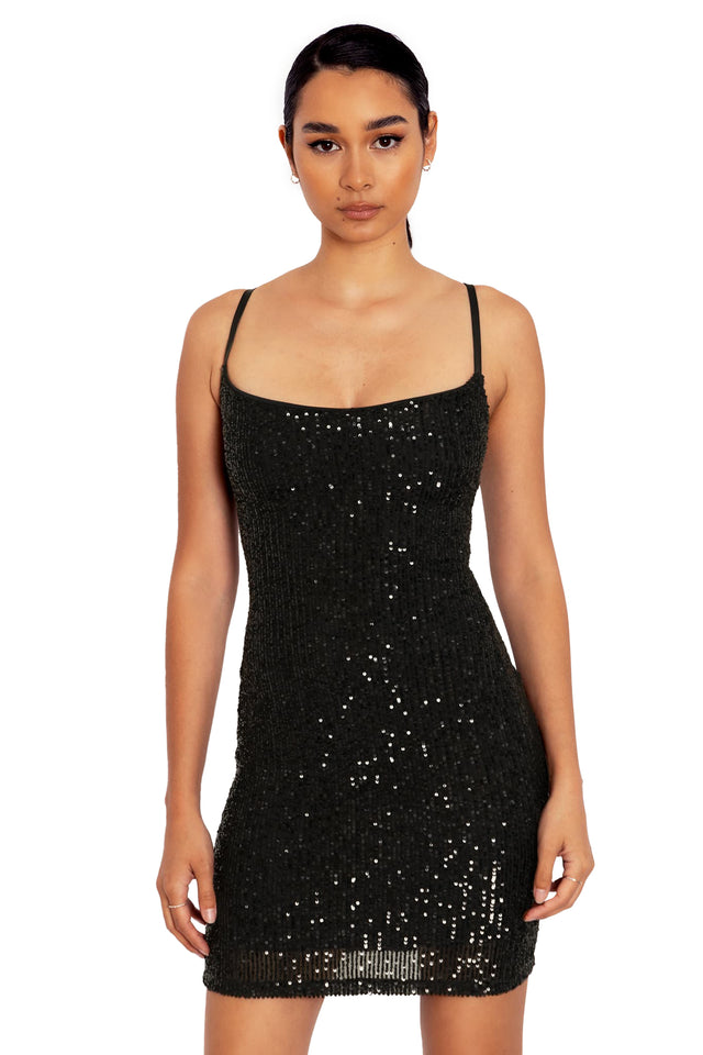 BlackMilk Clothing - Sparkle Sparkle Black Sequin Lace  Mini Dress