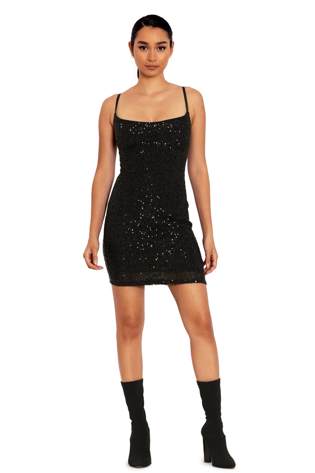 BlackMilk Clothing - Sparkle Sparkle Black Sequin Lace  Mini Dress