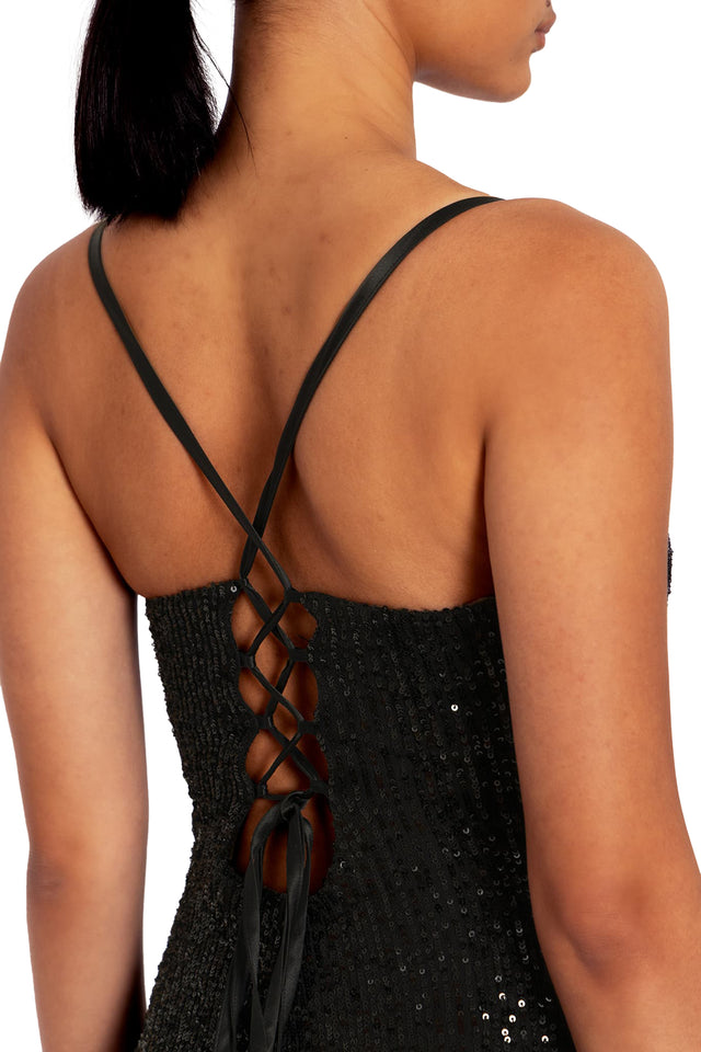 BlackMilk Clothing - Sparkle Sparkle Black Sequin Lace  Mini Dress