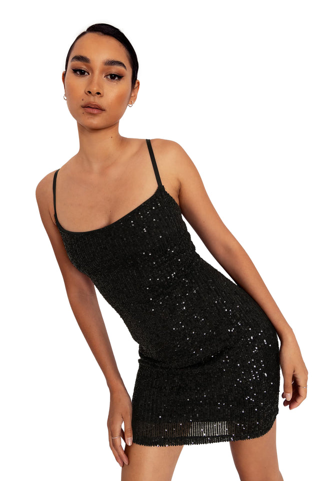 BlackMilk Clothing - Sparkle Sparkle Black Sequin Lace  Mini Dress