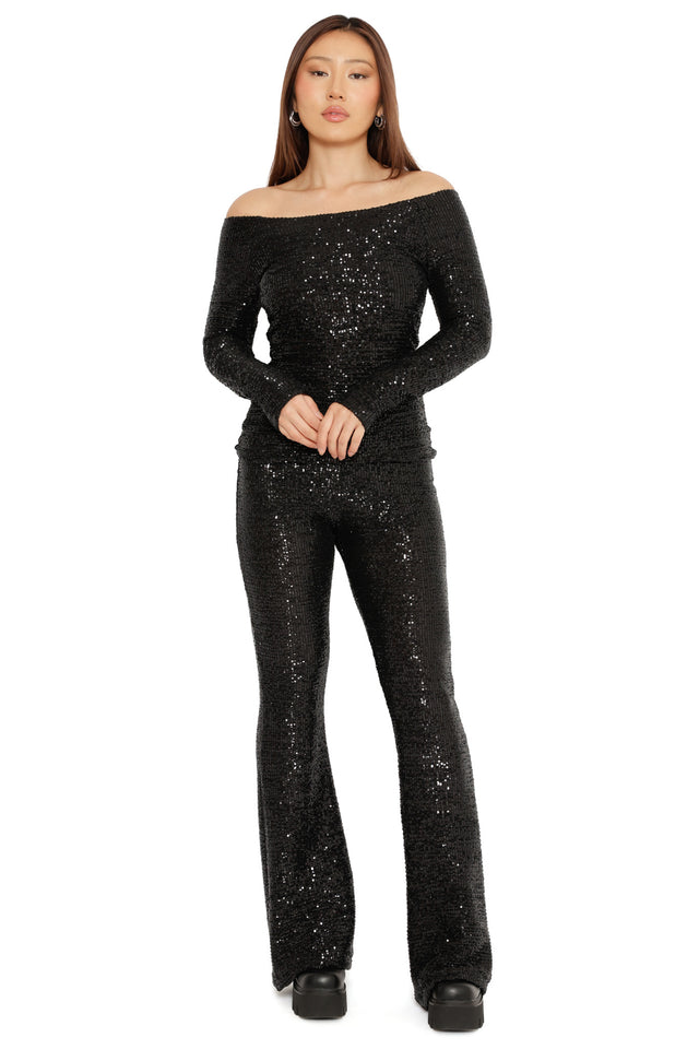 glitter off shoulder top christmas styling outfit idea