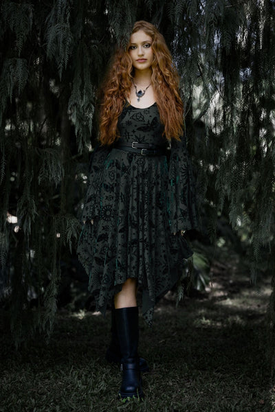 Spell Pine Burned Velvet Spectre Handkerchief Dress