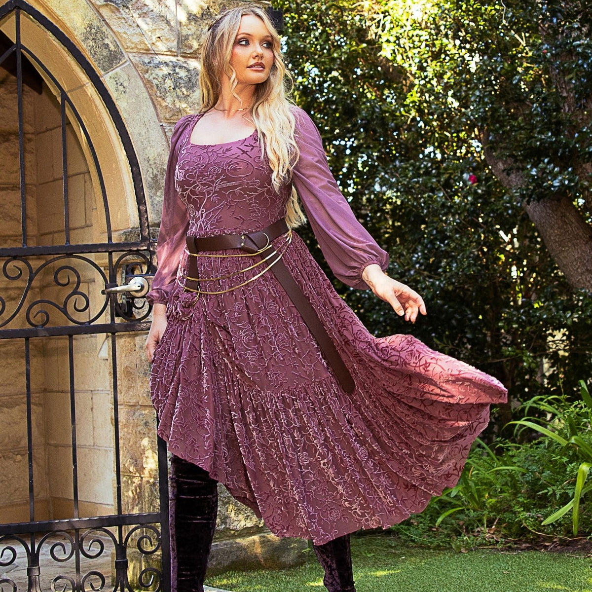 Spring Court Rosewood Burned Velvet Fae Queen Dress - Limited ...