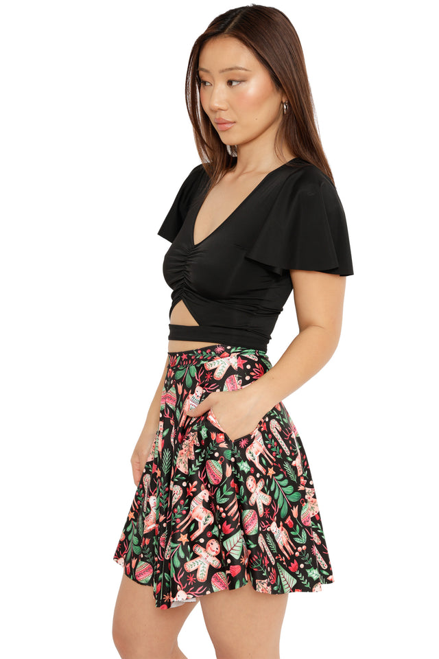 festive pocket skater skirt christmas print styling