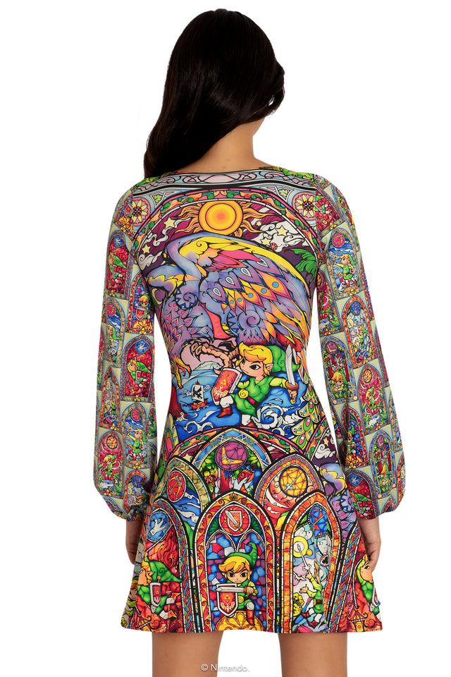 BlackMilk Clothing x Nintendo The Legend Of Zelda - Stained Glass Hyrule Bell Dress - The Legend of Zelda Merchandise - Collaboration apparel - Licenced.