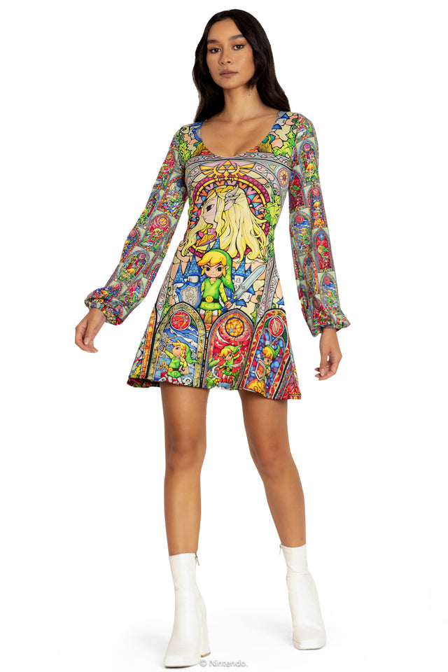 BlackMilk Clothing x Nintendo The Legend Of Zelda - Stained Glass Hyrule Bell Dress - The Legend of Zelda Merchandise - Collaboration apparel - Licenced.