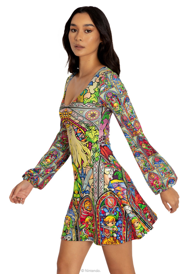 BlackMilk Clothing x Nintendo The Legend Of Zelda - Stained Glass Hyrule Bell Dress - The Legend of Zelda Merchandise - Collaboration apparel - Licenced.