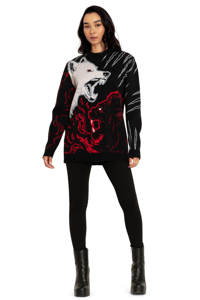 Stark Vs Lannister Oversized Knit Sweater