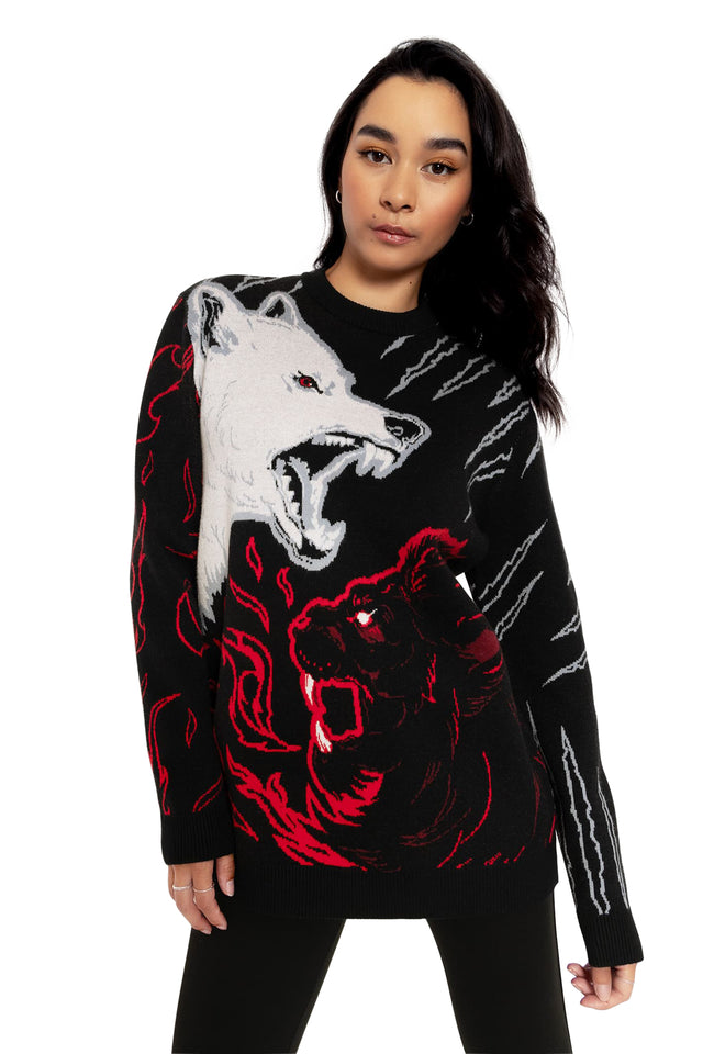 Stark Vs Lannister Oversized Knit Sweater