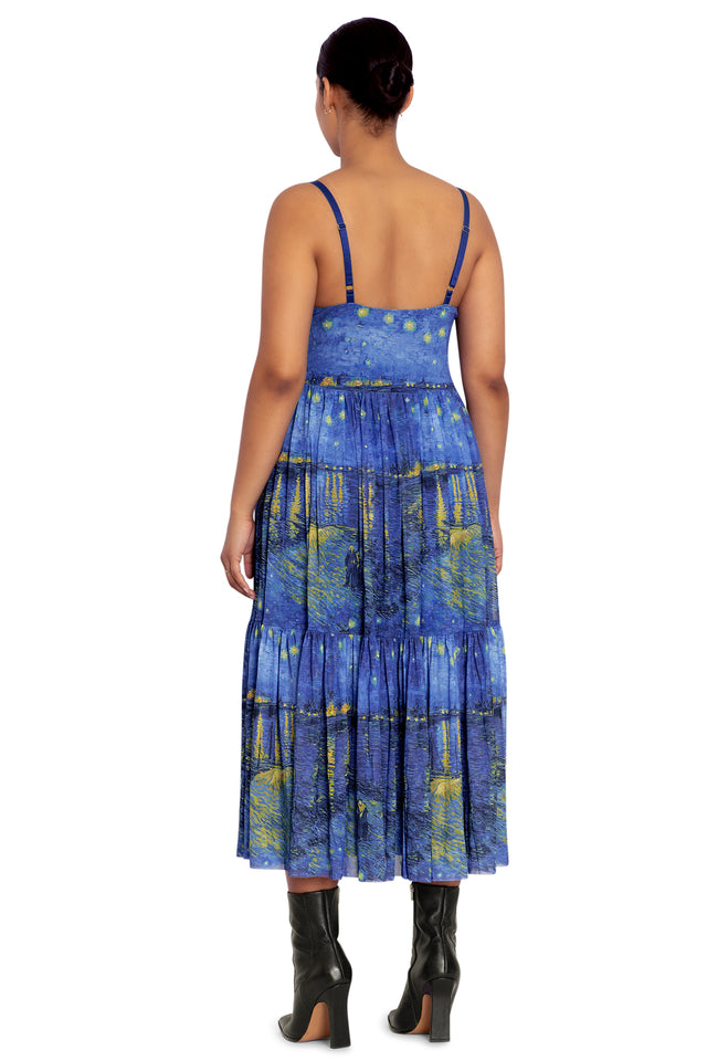 Starry Night Over The Rhone Sheer Midaxi Dress Back