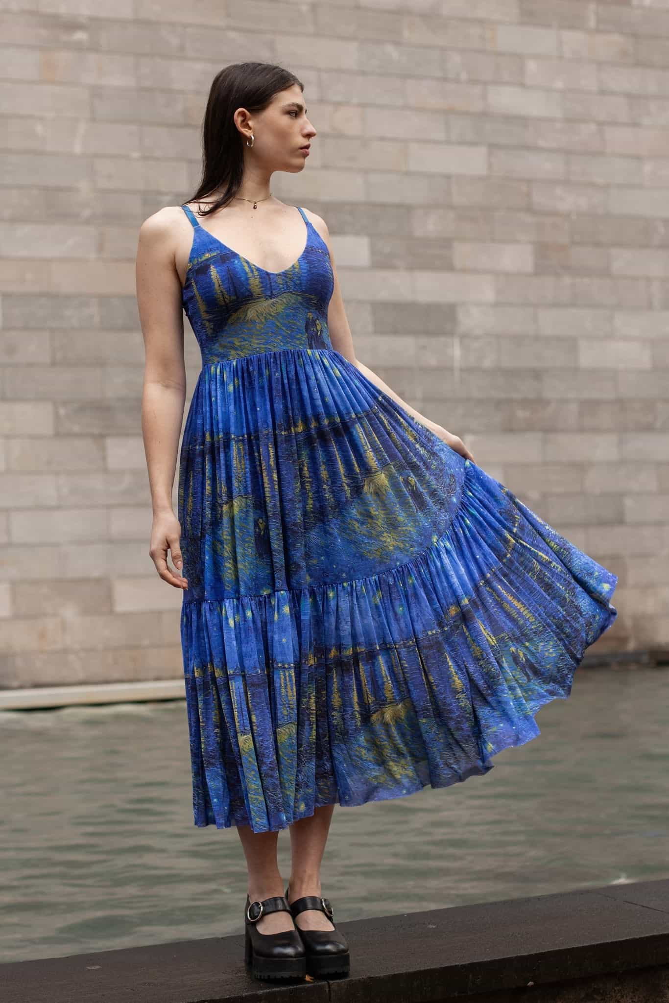 starry night semi formal dress BlackMilk | Starry Night Over The Rhône Sheer Midaxi Dress | Blue