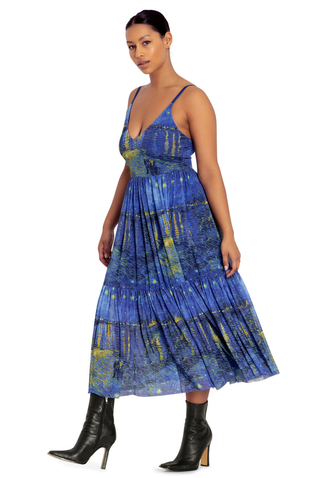 Starry Night Over The Rhone Sheer Midaxi Dress Side