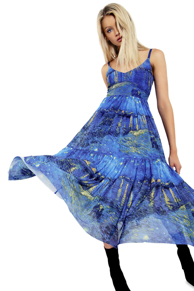 Starry Night Over The Rhône Sheer Midaxi Dress