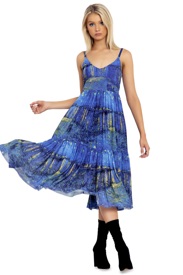 Starry Night Over The Rhône Sheer Midaxi Dress