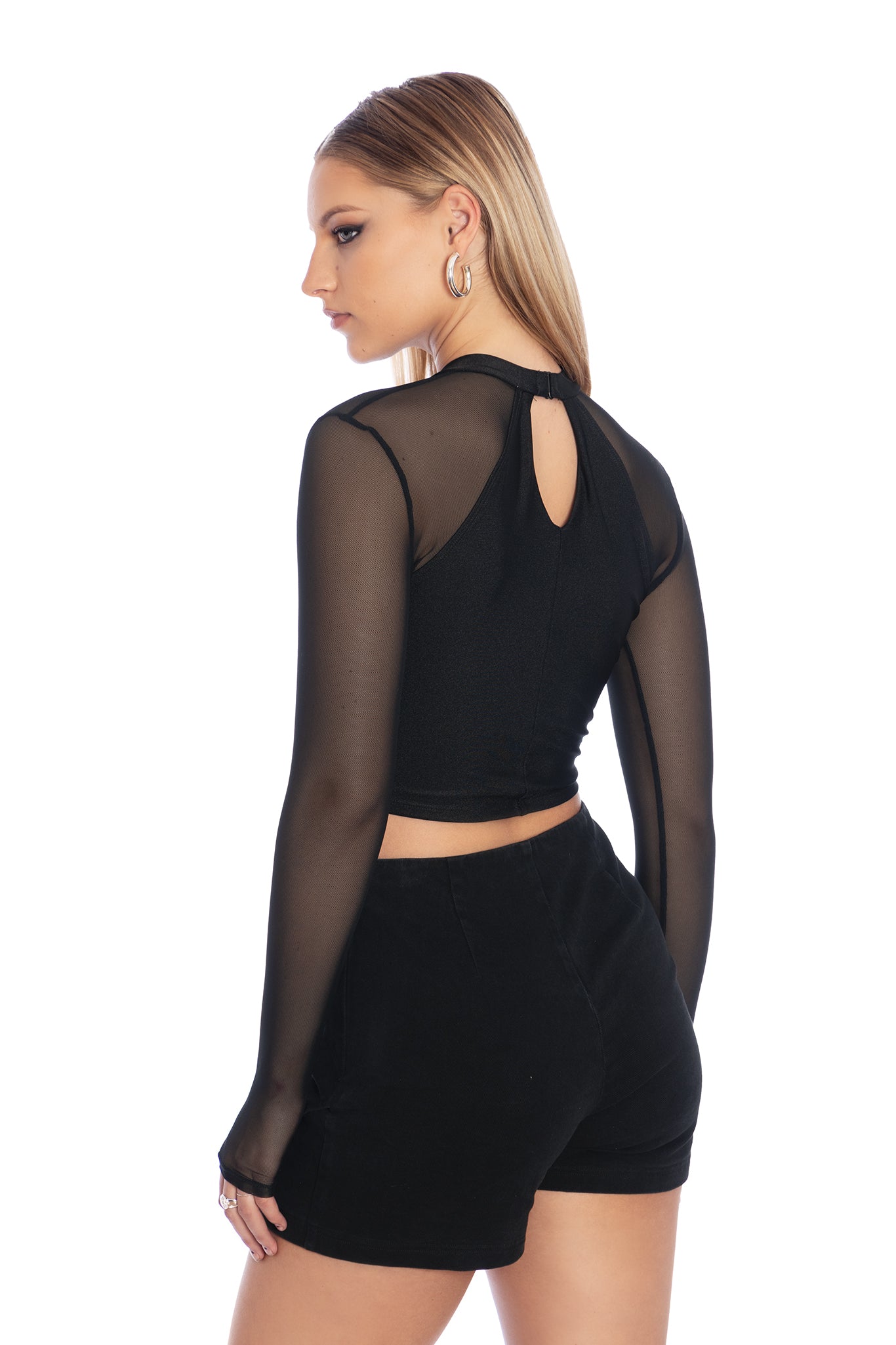 Submerge Sheer Long Sleeve Keyhole Crop - Limited – BlackMilk Clothing