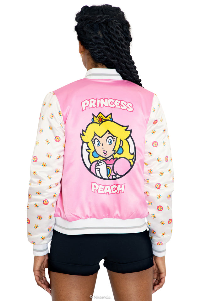 BlackMilk Clothing x Nintendo Super Mario - Super Mario Princess Peach Shiny Bomber Jacket - Super Mario Merchandise - Collaboration apparel - Licenced.