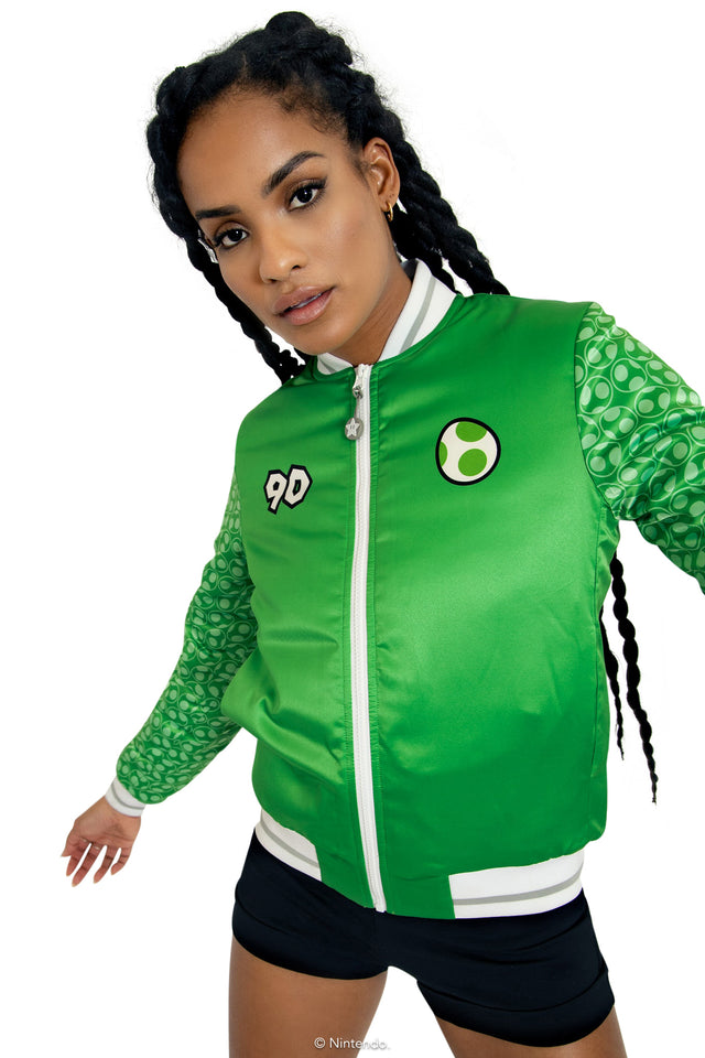 Super Mario Yoshi Shiny Bomber Jacket Wide