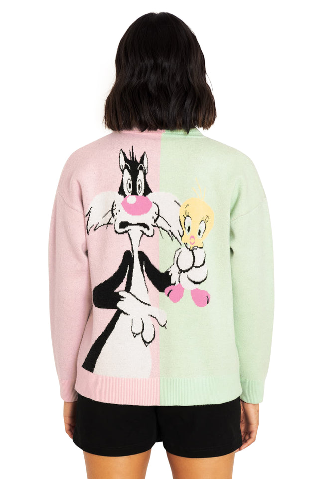 BlackMilk Clothing x Warner Brothers Looney Tunes - Sylvester And Tweety Roll Neck Sweater - Warner Bros. Merchandise - Collaboration apparel - Licenced.