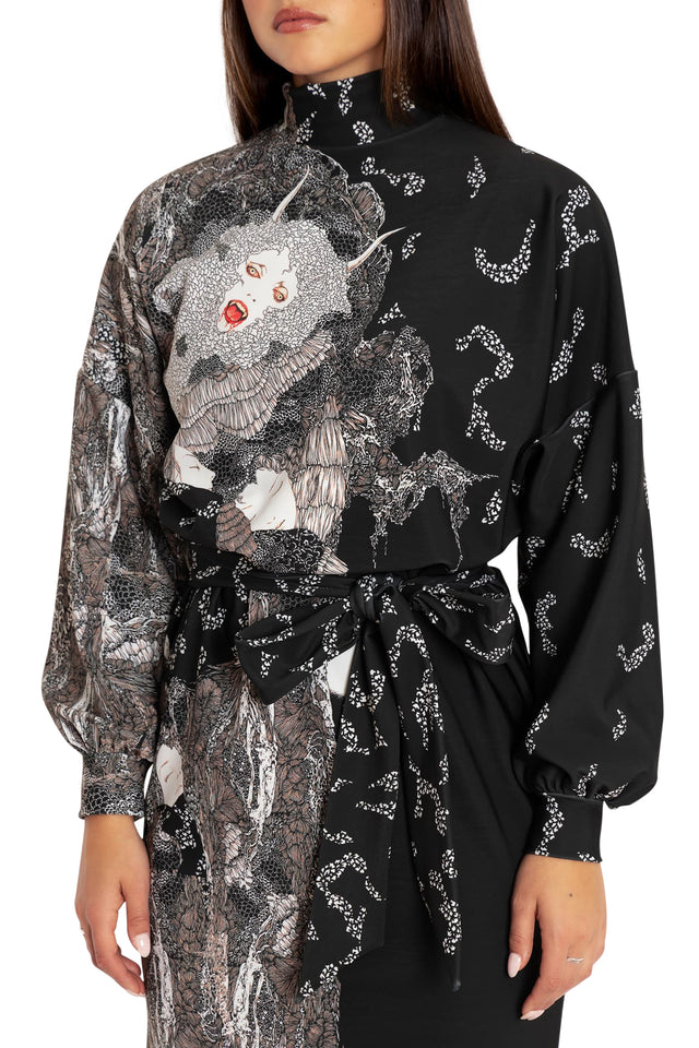 Takato Yamamoto Vampire Spellbound Batwing Sleeve Midaxi Dress Print