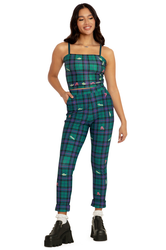 BlackMilk Clothing - Tartan Forest Bugs Cuffed Pants