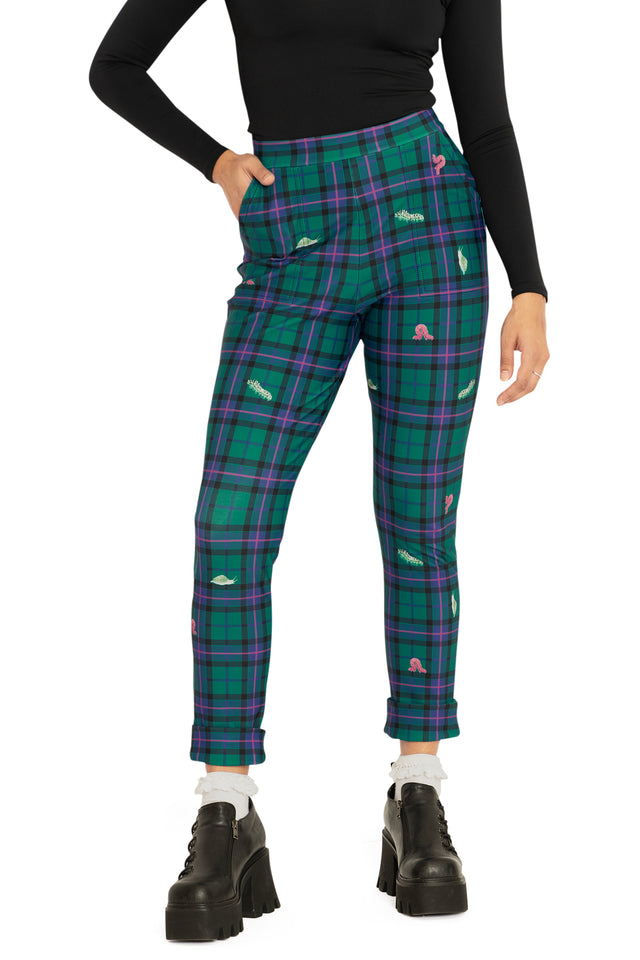 BlackMilk Clothing - Tartan Forest Bugs Cuffed Pants