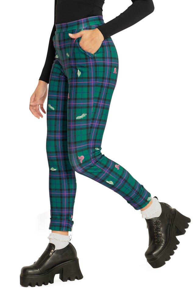 BlackMilk Clothing - Tartan Forest Bugs Cuffed Pants