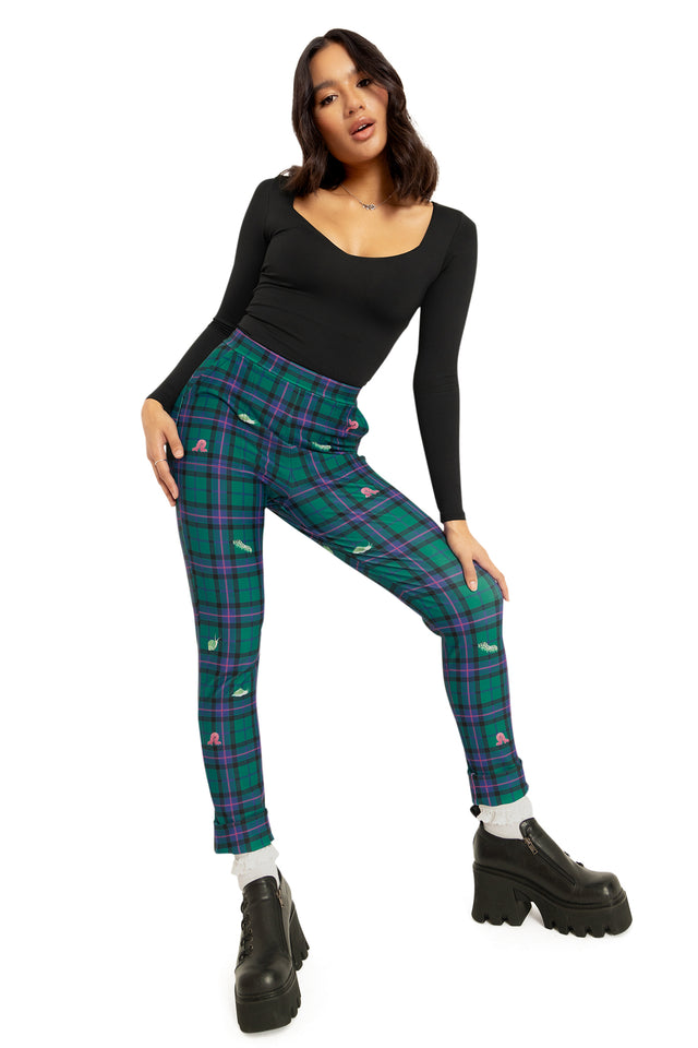 BlackMilk Clothing - Tartan Forest Bugs Cuffed Pants