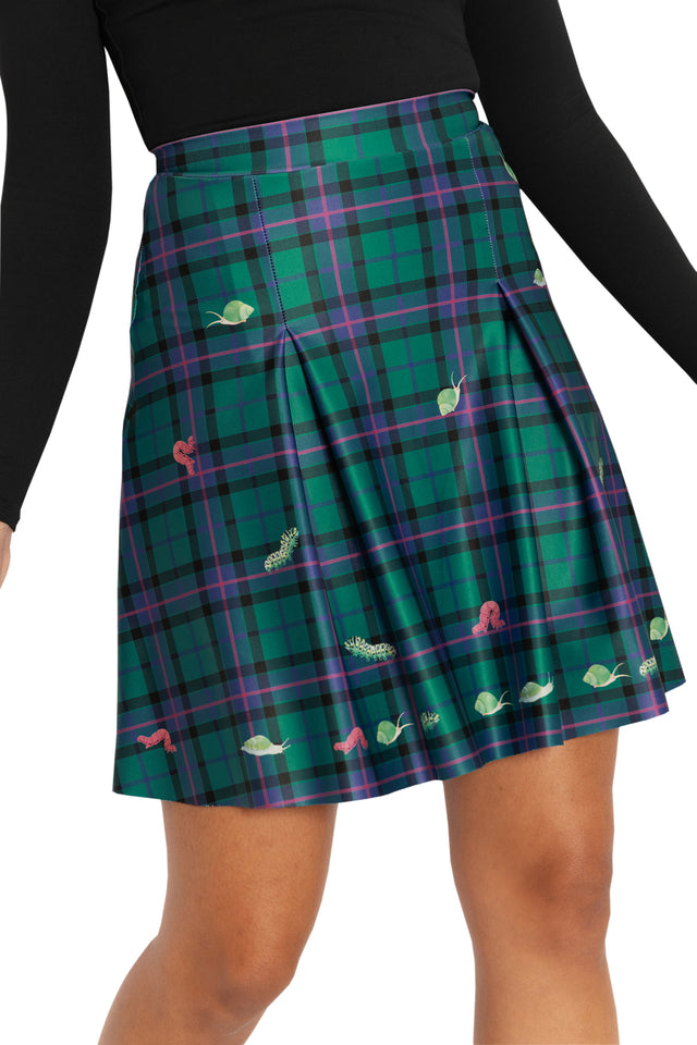 Tartan Forest Bugs School Skirt Closeup