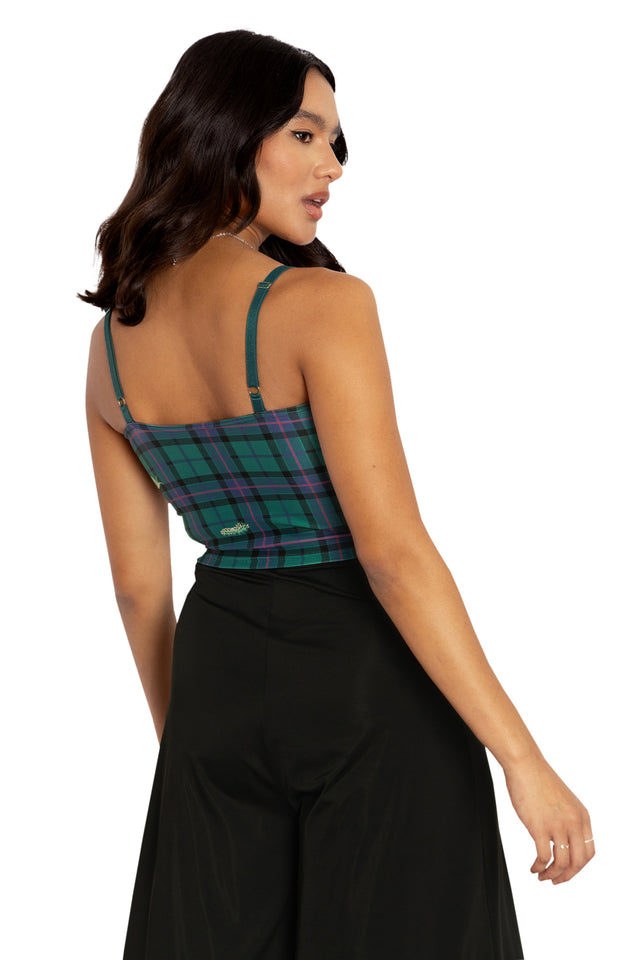 Tartan Forest Bugs Straight Neck Crop Back