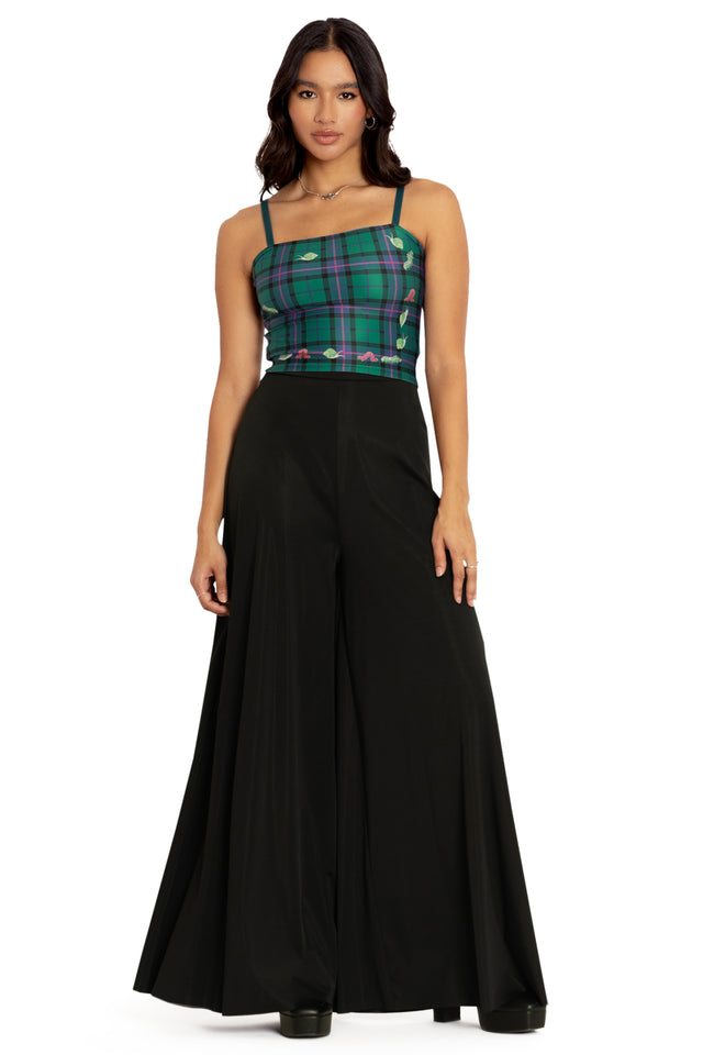 Tartan Forest Bugs Straight Neck Crop Front