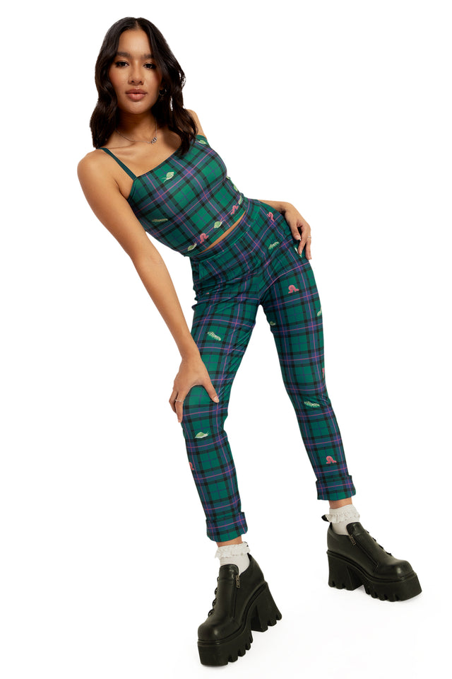 Tartan Forest Bugs Straight Neck Crop Wide