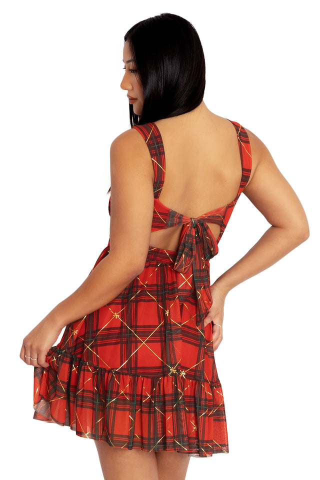 BlackMilk Clothing - Tartan Gift Wrap Bow  Dress