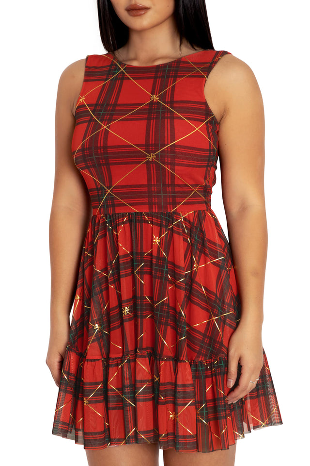 BlackMilk Clothing - Tartan Gift Wrap Bow  Dress