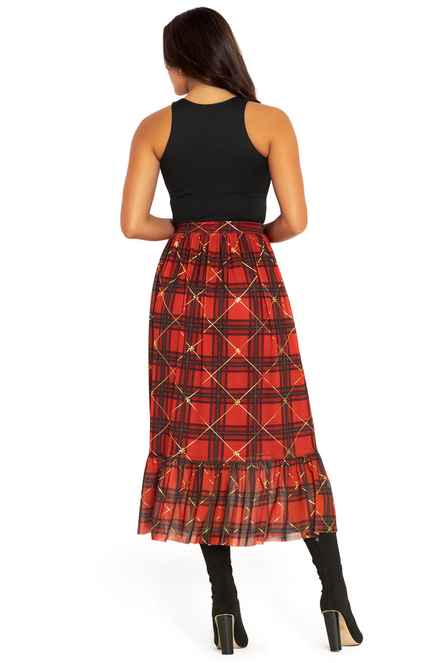 Tartan Gift Wrap Frill Midaxi Skirt  Back