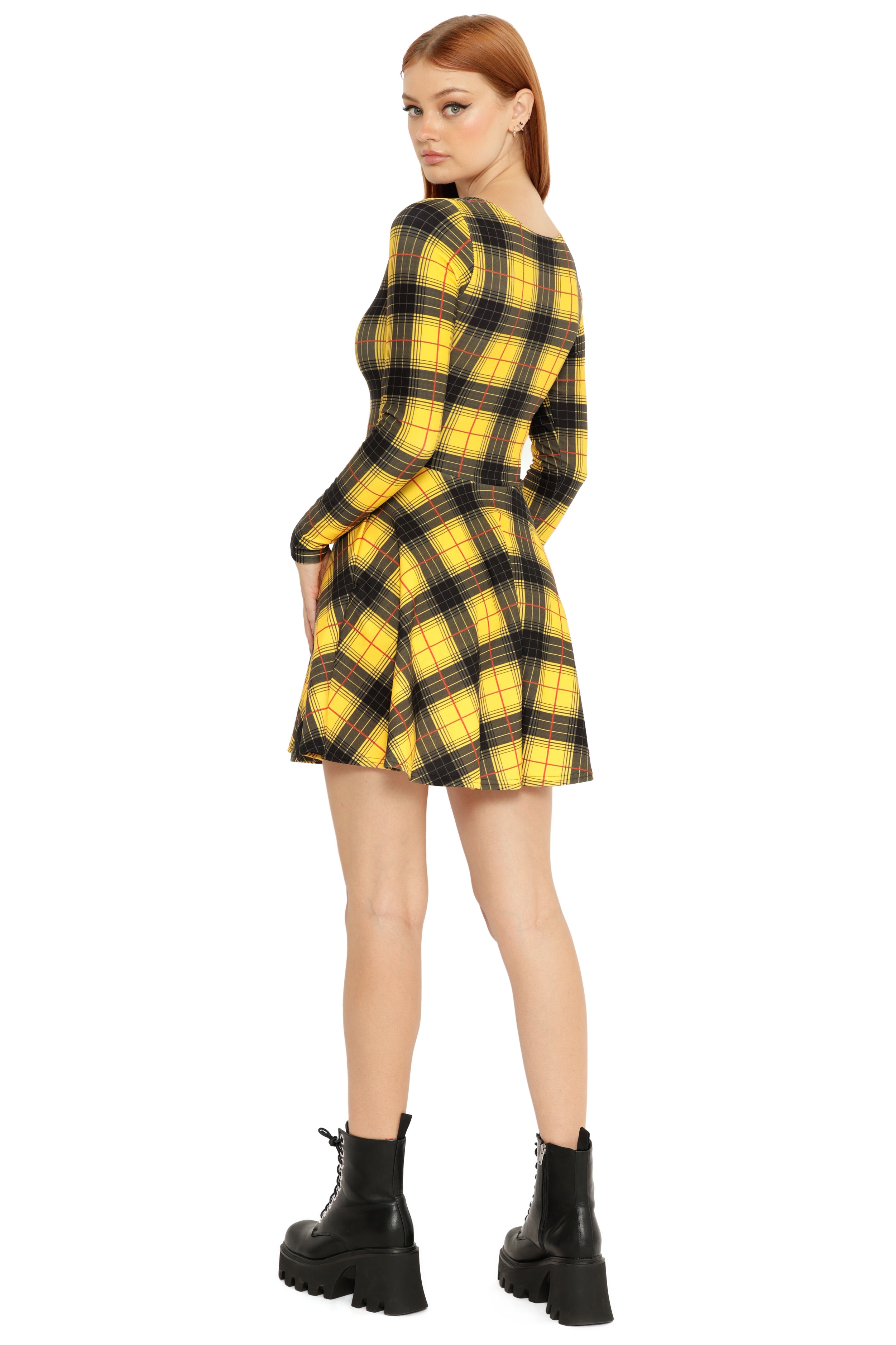 Tartan Grunge Toastie Long Sleeve Skater Dress – BlackMilk Clothing