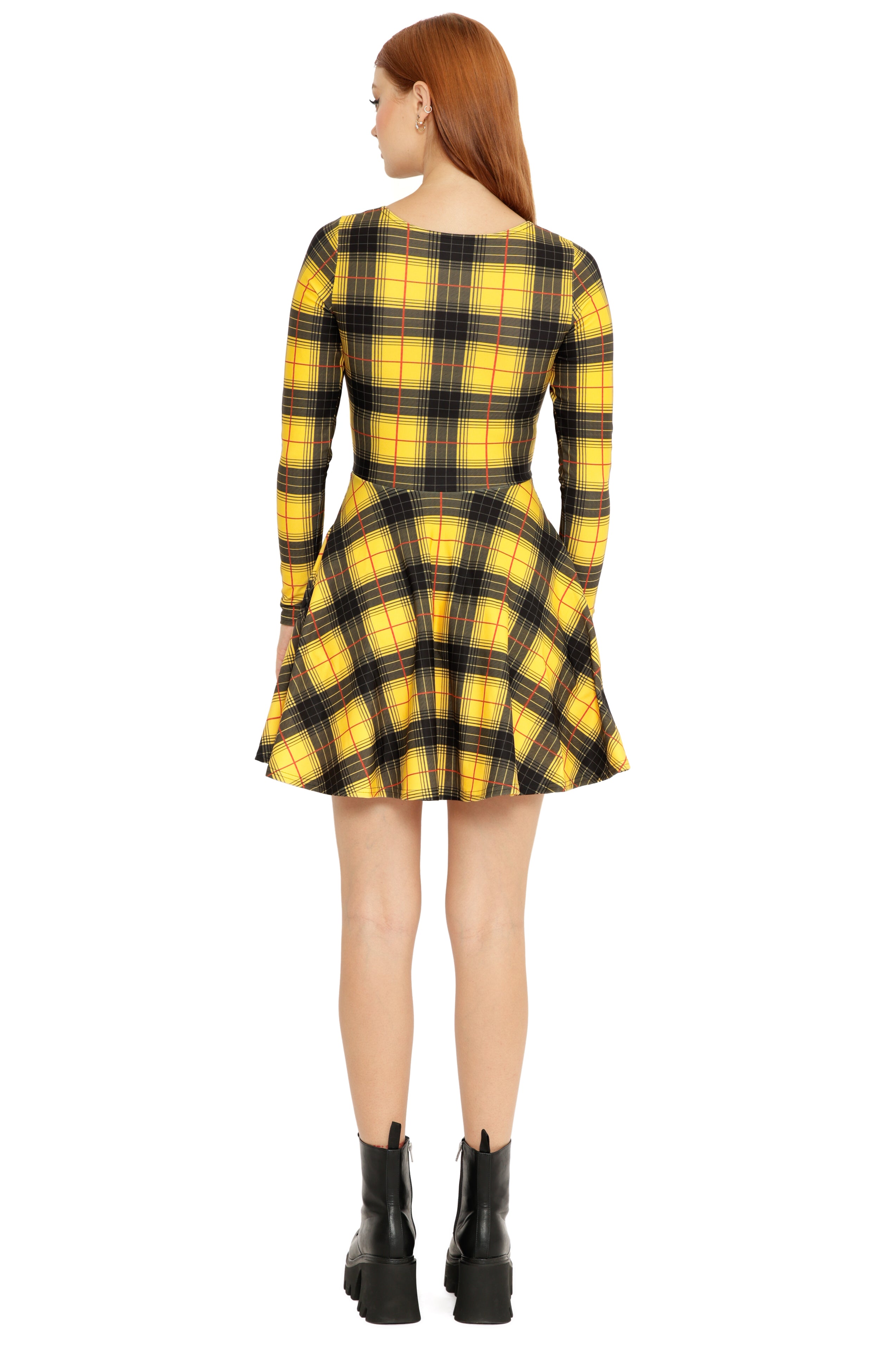 Tartan Grunge Toastie Long Sleeve Skater Dress – BlackMilk Clothing
