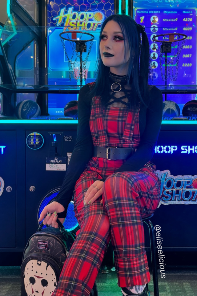 BlackMilk Clothing - Tartan Red Long Overalls - @eliseeliciousBlackMilk Clothing -