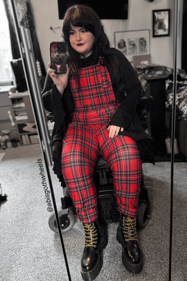 BlackMilk Clothing - Tartan Red Long Overalls - @abisgothwheels